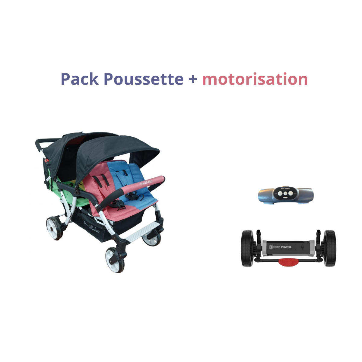 Pack Lidoo CITY + moteur Familidoo– Idéale assistante maternelle | Lilo Jumeaux