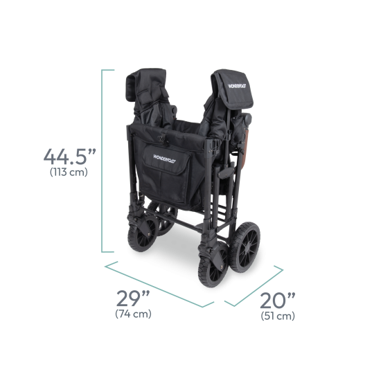 Chariot-Poussette W4 LuxePro Noir WonderFold idéal pour les ass' mat'