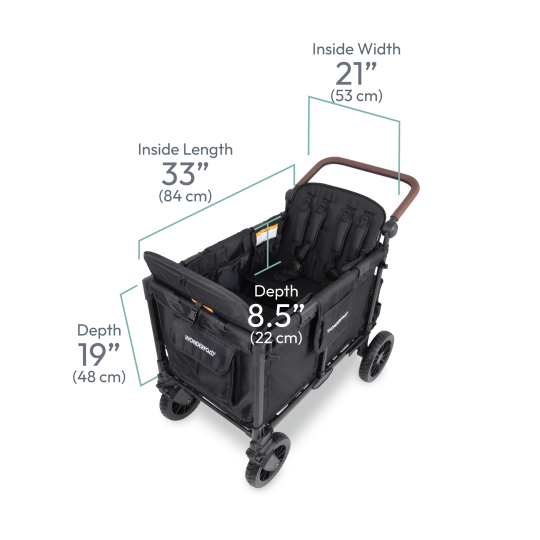 Chariot-Poussette W4 LuxePro Noir WonderFold idéal pour les ass' mat'