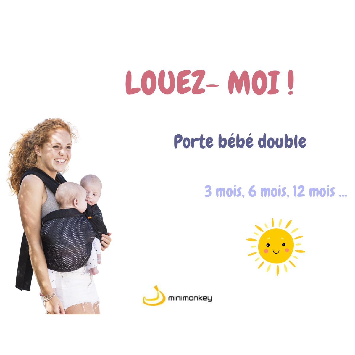 Location Porte bébé double Jumeaux Minimonkey exclu Lilo