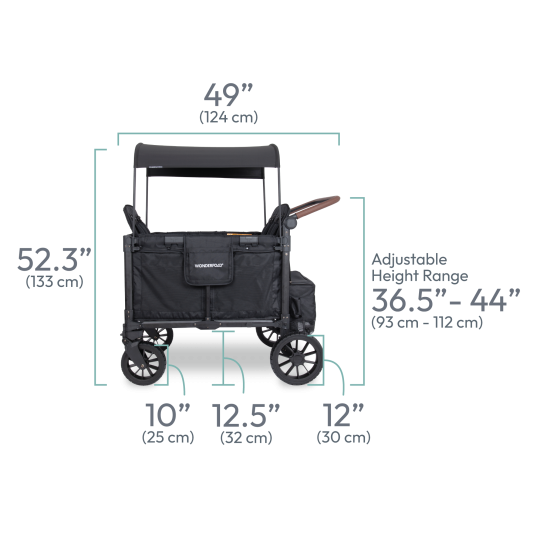 Chariot-Poussette W4 LuxePro Noir WonderFold idéal pour les ass' mat'