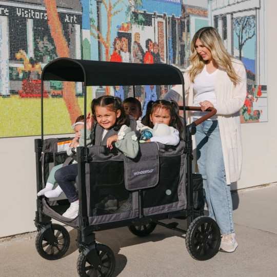 Chariot-Poussette W4 LuxePro Noir WonderFold idéal pour les ass' mat'