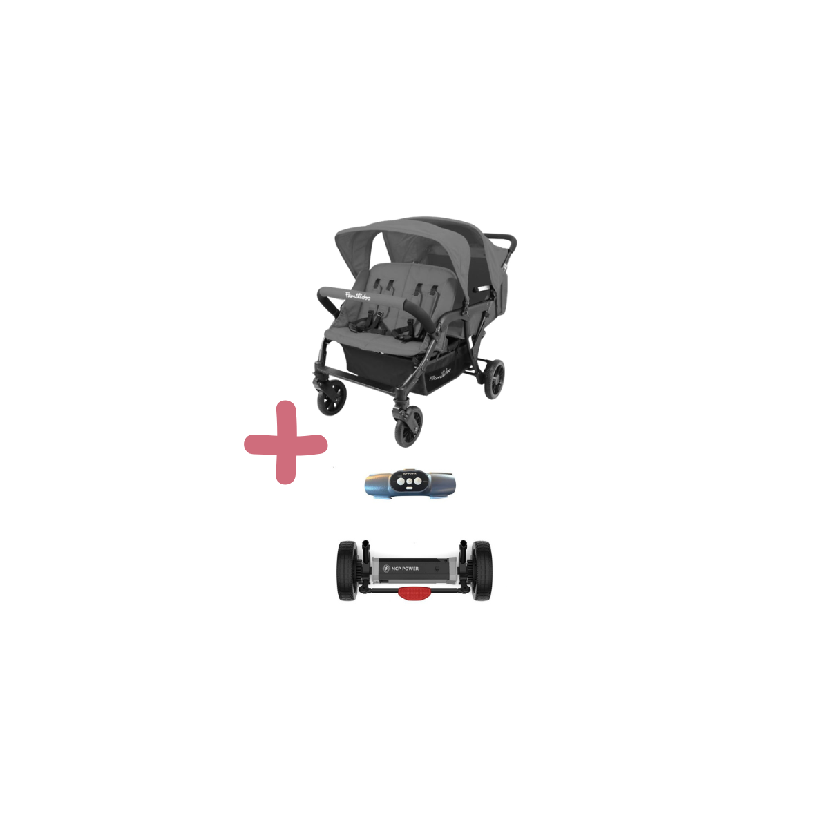 Pack Lidoo Lite Poussette Familidoo 4 places Lidoo Lite avec motorisation– Idéale assistante maternelle | Lilo Jumeaux