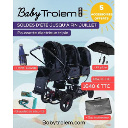 Poussette triple électrique BABYTROLEM P3S: 2 ou 3  places.