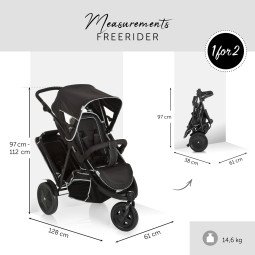 Poussette Double HAUCK Freerider: poussette double multifonctionnelle utilisable dès la naissance